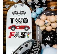 Fast Two Birthday Racing Decal, Racing Second Sticker Photo Prop Racing Party Decor 2 Fast Sign for Backdrop Race Car 2nd Birthday Decorations for Boys
