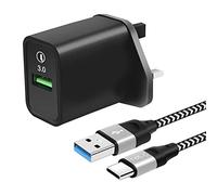 Fast UK Charger for Samsung Galaxy A71 5G A70 S21 Plus Ultra S20 FE/S10E A90 A30 M31S M51,Tab S7 S7+ S3 S4 S5e S6,Huawei P20 P30 P40 Lite Pro,Mate 20,QC3.0 Wall Main Plug Travel Adapter+2M USB C Cable