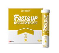 FAST&UP Turmeric & Ginger Effervescent Tablets, Herbal Supplement with Curcumin, Zinc, Black Pepper, 100 Tablets (4 x 25), Mango Flavour, by Fullife Healthcare