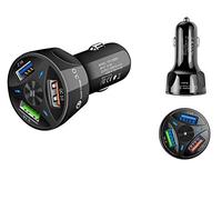 Fast USB Charger for Car Van Truck - 3 USB High speed Adapter for iPhone, Samsung, MP3, Camera PDA Tablet - Compact 12V QC3.0 Dash mobile Phone Car Charger (Black)