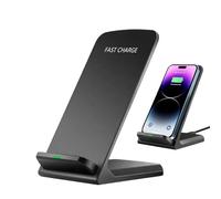 Fast Wireless Charger Dock - 15W Charging Station, Foldable Portable Phone Stand | Device Charging Organizer Accessory, Sleep Friendly Desk Holder Adaptive Light Smartphones Earbuds Watch