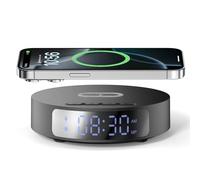 Fast Wireless Charger with Alarm Clock,20W Max Wireless Charging Pad Compatible with iPhone 17/17 Pro/16/15/14/13/12/SE;Wireless Charge Mat for Samsung Galaxy S25/S24/Note,Pixel/LG -Black