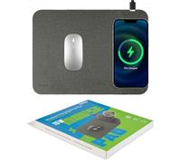 Fast Wireless Charging Mouse Pad 15W, Office Desk Pad with Ultra-Smooth Surface Non-Slip Rubber Base, Waterproof Mousepad for Computers/Office/Work/Home/Pad for iPhone Samsung (Light-Gray)