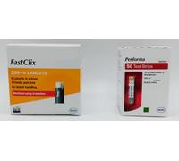 FastClix Lancets (200+4) & Performa Test Strips (50) | Complete Blood Glucose Monitoring Kit