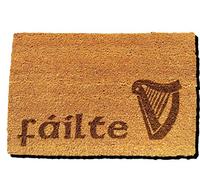 FastCraft FAILTE IRISH SCOTTISH GAELIC WELCOME DOOR MAT 60x40 cm COIR DOORMAT OUTDOOR INDOOR ENTRANCE RUG PRESENT HOUSE WARMING GIFT (FAILTE HARP)