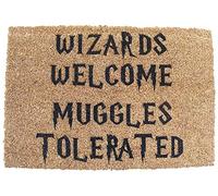 FastCraft HARRY POTTER INSPIRED WIZARDS WELCOME MUGGLES TOLERATED WELCOME DOOR MAT 60x40 cm COIR DOORMAT INDOOR ENTRANCE RUG PRESENT HOUSE WARMING GIFT