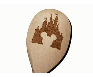 FastCraft WALT DISNEY MICKEY MINNIE MOUSE EARS CASTLE INSPIRED WOODEN BAKING SPOON KITCHEN COOKING BIRTHDAY PRESENT GIFT FAN LASER ENGRAVED