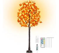 FastDeng 6Ft 130 LED Fall Prelit Maple Tree Thanksgiving Decor, Dimmable Timing 8 Flashing Modes Autumn Artificial Tree with 14Acorns for Home Indoor Outdoor Thanksgiving Harvest Halloween Decorations