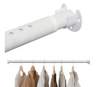 FASTDEPLE Wardrobe Rail, 40 to 248 CM Extendable Heavy Duty Iron Clothes Hanging Rail, Matte White