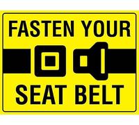 Fasten Your Seat Belt Aluminum Sign,16"x12",Rust-Resistant Weather-Durable Easy-Mount Reminder Warning Plaque