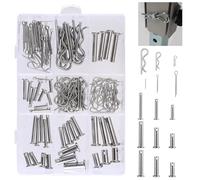 Fastener Set of Clevis Pins and Clips, Stainless Steel M6 M8 Clevis Pins with M1.5 M2 M3 Cotter Clips, 122 Pcs Clevis and Clips Assortment Kit, Cotter Hitch Pins Clips for Hole Location