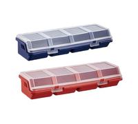 Fastener Sorting Containers, 2 Pack Long Cases with Four Sections Clear Hinge Cover for Household Tool Storage Corners Small Component Storage Tray Bolt Washer Holder Screw Parts Sorter Tool Drawer