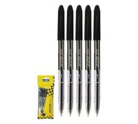 Faster Ballpoint Pens, BLACK, Pack of 5, Fine Point (0.7mm), Smooth Stick Ball Pens, Everyday Pens for School Office Home Business, iZOFAX Black Ball Pen