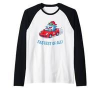 Fastest of All Kids Cute Shark Race Car Design for Boys Raglan Baseball Tee