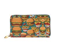 FastFoodPatternPlay print Wallet for Travel, Leather Wallet with Zipper | Microfiber Leather, Large Capacity For Passport, Cards, Cash, Checkbook, Phone; Zipper Closure, Great Gift For Men And Women