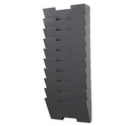 Fasthomegoods Gray Wall Mount Steel Vertical File Organizer Holder Rack 10 Sectional Modular Design Wider Than Letter Size 13 Inch Multi-Purpose Organize Display Magazines Sort Files and Folders
