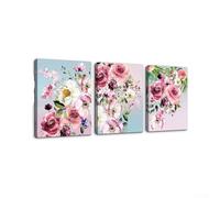 Fastigeaty Pink White Flower Canvas Wall Art for Bedroom, Triptych Unframed Painting Set for Living Room Decor, High Definition Print 30x40cm x 3 Pieces