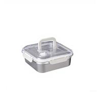 Fastigeaty Steel Square Food Container With Handle Picnic School Home Storage Stackable Space Saving Kitchen Organizer(White cap 2500ml)