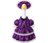 Fastigeaty Tiered Lace Witch Dress for 23in Statue Fit | Classic haunted motifs, jack-o-lantern prints, purple gothic style, playful spooky for vibe, eye-catching yard display