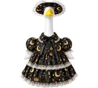 Fastigeaty Tiered Lace Witch Dress for 23in Statue Fit | Classic haunted motifs, jack-o-lantern prints, purple gothic style, playful spooky for vibe, eye-catching yard display
