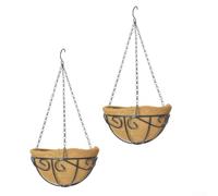 Fastigeaty Wire Planters Hanging Flower Baskets with Natural Coconut Coir Liners, Rustic Wall Planters Indoor Outdoor Garden Decor, Patio Hanging Pots, 2 Pack(12-inch)