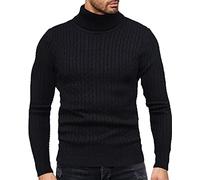 Fastkoala Men's Jumpers Roll Neck Pullover Basic Warm Jumper Knitwear Sweater Cardigan Tops Regular Slim Fit Black M