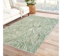 FASTLATE Abstract Brushstroke Effect Rug Leaf Pattern For Meditation Space, Tranquil Setting, Calming Colors, Serene Design(White) White,90 X 120 Cm