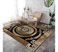 FASTLATE Area Rugs Ancient Greek Art Pictures And TextsTheme Bedroom Non-Slip Rug - Gold Durable Carpet - Washable Mat Rug For Living Room And Bedroom Bedside Decor