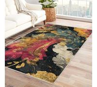 FASTLATE Contemporary Ripple Art Rug Flower Pattern For Dorm, Library, Workspace, Non-Slip Base, Low Maintenance, Odorless, Practical Design(Black)-90x120cm,Black,60 X 90 Cm