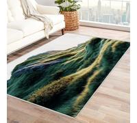 FASTLATE Contemporary Ripple Art Rug Hill For Dorm, Library, Workspace, Non-Slip Base, Low Maintenance, Odorless, Practical Design(Green)-120x150cm,Green,90 X 150 Cm