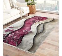 FASTLATE Contemporary Ripple Effect Rug Flower Trees Fit Under Bathroom Doormat Floor Rugs For Shower Buthtub Sink For Living Room Dining Room Bedroom(White) White,120 X 150 Cm
