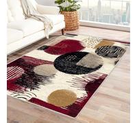 FASTLATE Contemporary Ripple Effect Rug Round Spots Fit Under Bathroom Doormat Floor Rugs For Shower Buthtub Sink For Living Room Dining Room Bedroom(Red)-120x150cm,Red,60 X 90 Cm