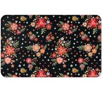 FASTLATE Door Mat 50 X 80 Cm,Embroidered Flowers Vintage Front Door Mats Indoor Washable,Kitchen Dirt Trapper Doormat Non-slip,Absorbent Inside Entrance Rug Floor Mat For Entryway Pets Dogs