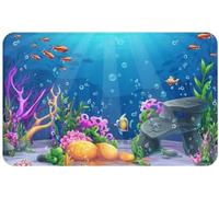 FASTLATE Door Mat 50 X 80 Cm,Fishes Sea World Coral Reef Front Door Mats Indoor Washable,Kitchen Dirt Trapper Doormat Non-slip,Absorbent Inside Entrance Rug Floor Mat For Entryway Pets Dogs