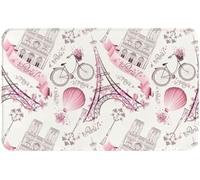 FASTLATE Door Mat 50 X 80 Cm,Paris Eiffel Tower Pink Love Front Door Mats Indoor Washable,Kitchen Dirt Trapper Doormat Non-slip,Absorbent Inside Entrance Rug Floor Mat For Entryway Pets Dogs