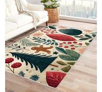 FASTLATE Floral Pattern Geometric Design Area Rug Gingerbread Man Thick Rubber Back For High Traffic Areas Office Lounge Easy Clean(White)-90x120cm,White,120 X 150 Cm