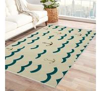 FASTLATE Leaf Pattern Clean Line Rug Ocean For Basement, Game Room, Durable, Moisture Resistant, Comfortable(White)-90x150cm,White,60 X 90 Cm