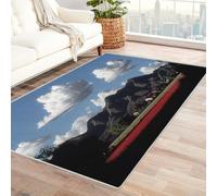 FASTLATE Modern Abstract Ripple Design Rug Mountain Village For Patio, Balcony, Indoor Outdoor Use, Weather Resistant, Sturdy, Comfortable, Space Saving(Blue) Blue,60 X 90 Cm
