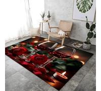 FASTLATE Red Big Area Rug Red Wine Rose Anti Shed Lounge Living Room Rugs Machine Washable Rugs For Bedroom Dining Room Living Room Rug,