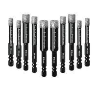 FASTORS Dry Diamond Drill Bit Set,10-Pack Diamond Core Drill Bits for Tile Ceramic Marble Granite Glass Brick Stone,1/4 Hex Shank Size 6,8,10,12 mm