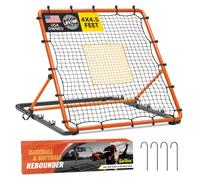 FASTOSS 4-Angle Baseball Rebounder Net Adjustable, 4x4.5 ft Fielding Trainer Pro Softball Pitchback Heavy Duty Bounce Pitch Back for Grounders, Line Drives & Fly Balls