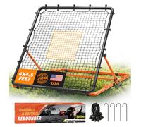 FASTOSS 6-Angle Baseball Rebounder Net Adjustable, 4x4.5 ft Fielding Trainer Pro Softball Pitchback Heavy Duty Bounce Pitch Back for Grounders, Line Drives & Fly Balls