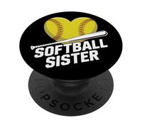Fastpitch Softball Sister Heart Bat Family Supporter PopSockets Adhesive PopGrip