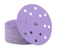 FASTPLUS 150mm Sanding Discs, 6 Inch 15 Hole Ceramic Sandpaper, 400 Grit Round Sanding Discs, 50PCS Hook and Loop Sandpaper for Car Paint Wood Metal Grinding and Polishing