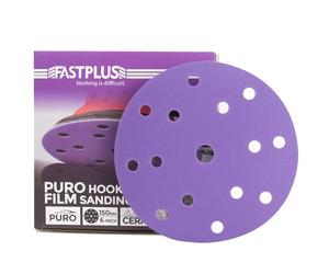 FASTPLUS Purple Ceramic Film Sandpaper 150mm Sanding Discs 15 Hole 800 Grit