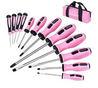 FASTPRO 12-Piece Pink Magnetic Screwdrivers Set with Slotted Phillips Screwdrivers and Precision Screwdrivers, Repair Tool Kit for Women with Storage Bag