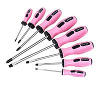 FASTPRO 8-Piece Pink Magnetic Screwdrivers Set with 4 Phillips and 4 Slotted Tips, Precision Screwdriver Repair Tool Kit for Wowen