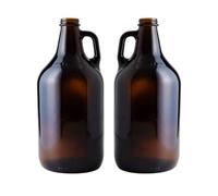 FastRack 64oz Amber Glass Growlers with Polyseal Caps (2 Pack) | Half Gallon (1/2 Gallon) Beer Growler Jugs for Home Brewing, Wine, Cider & Kombucha - Reusable Amber Glass Jugs for Beverage Storage