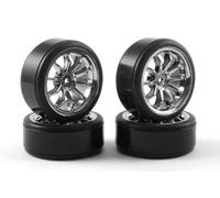 Fastrax 1/10th Street Drift Wheels 10-Spoke Chrome Pre-Mounted Tyres FAST0090C