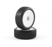 Fastrax Block 1/10th RC Buggy Tyres Front Pre-Mounted Pair White FAST0040